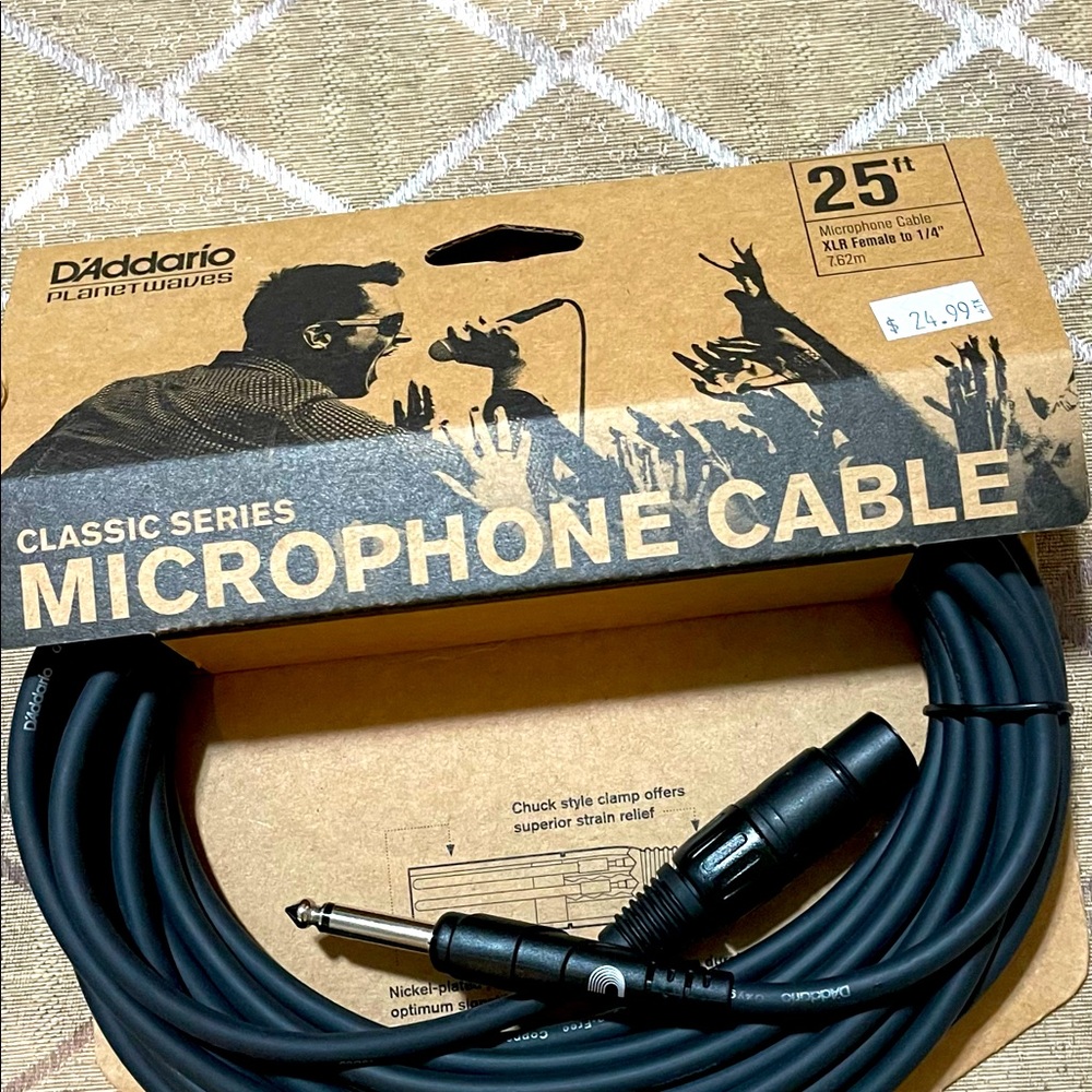 Microphone cable classic series. XLR Female to 1/4” 25ft.